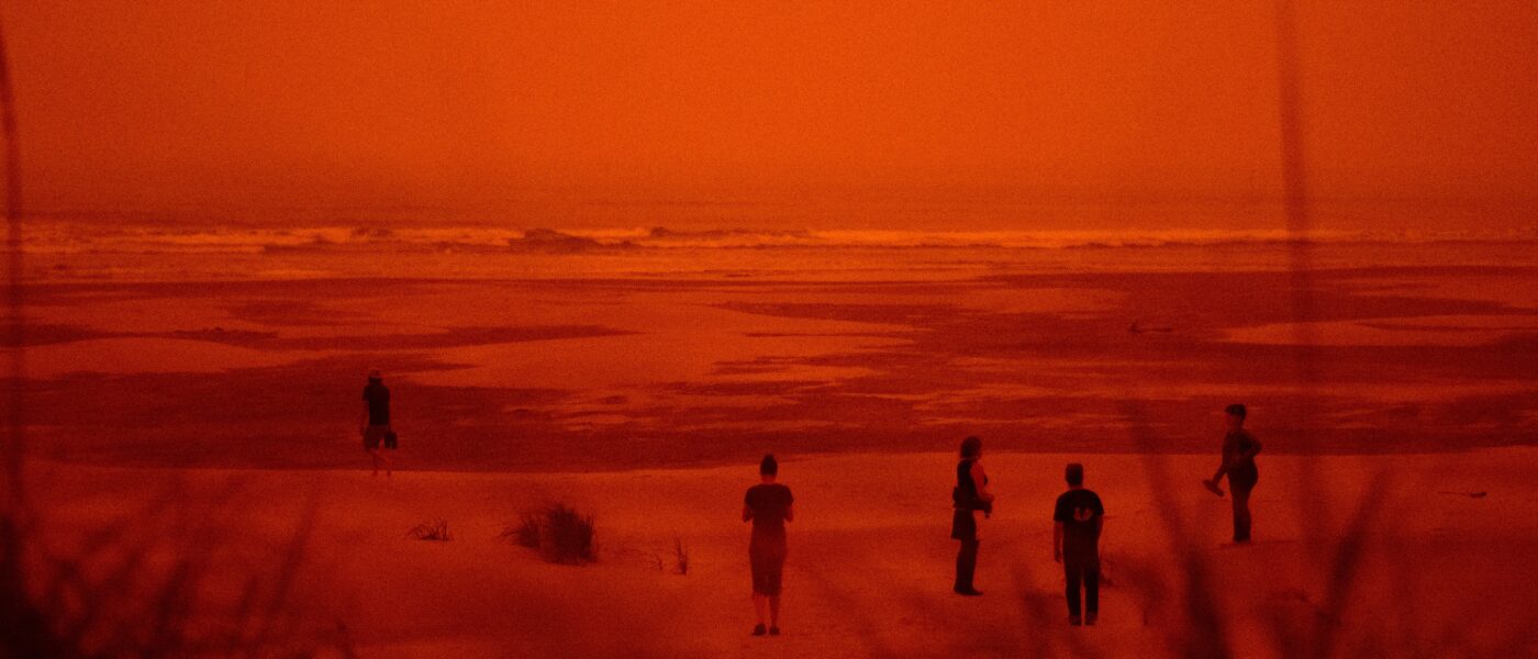 Orange smog on beach